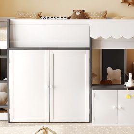 Full Loft House Bed with Playhouse & Storage