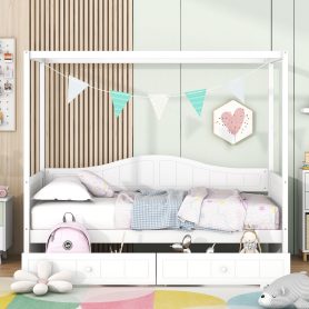 Twin Size Canopy Day Bed with 2 Drawers