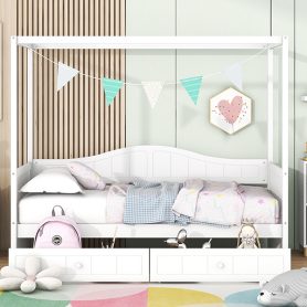 Twin Size Canopy Day Bed with 2 Drawers