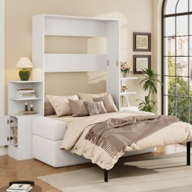 Queen Size Wall Murphy Bed with Sofa and Storage Cabinets 25 db0b87b53ce6b5287a19db0f97ff1601