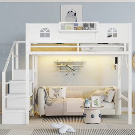 Metal Full Size Loft Bed with High and House Shaped Guardrails 23 Metal Full Size Loft Bed with High and House Shaped Guardrails