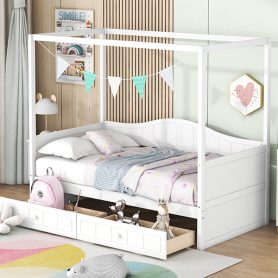 Twin Size Canopy Day Bed with 2 Drawers