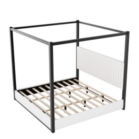 King Size Upholstery Canopy Platform Bed with Headboard and Metal Frame 30 King Size Upholstery Canopy Platform Bed with Headboard and Metal Frame