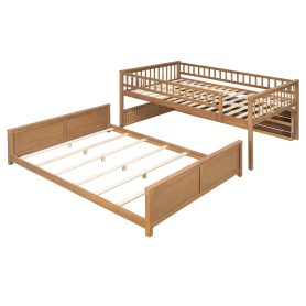 Full XL over Queen Bunk Bed with Integrated Shelving, Color-Changing Lights and Pegboard