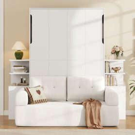 Queen Size Wall Murphy Bed with Sofa and Storage Cabinets 27 e11e95da7744dd33f9b91208a1783c6f
