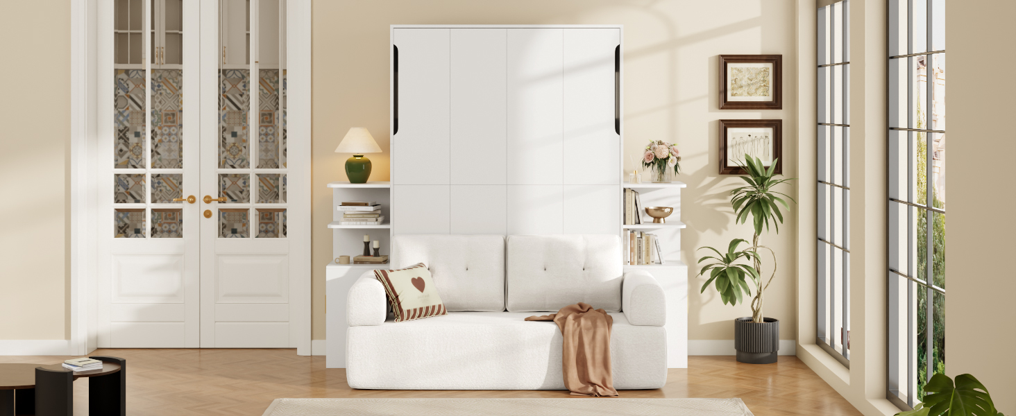 Queen Size Wall Murphy Bed with Sofa and Storage Cabinets 14 Queen Size Wall Murphy Bed with Sofa and Storage Cabinets - Image 13