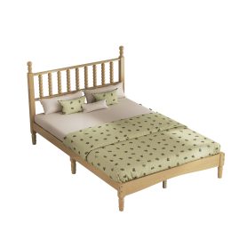 Full Size Wood Platform Bed with Gourd Shaped Headboard