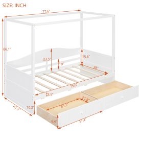 Twin Size Canopy Day Bed with 2 Drawers