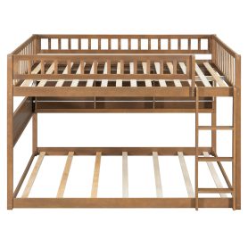 Full Over Full Bunk Bed With Integrated Shelving, Color-changing Lights And Pegboard