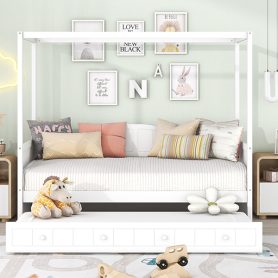 Twin Size Canopy Daybed With Twin Size Trundle