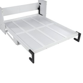 Queen Size Wood Vertical Murphy Bed With Desk, Gas Struts 51 Queen Size Wood Vertical Murphy Bed With Desk, Gas Struts