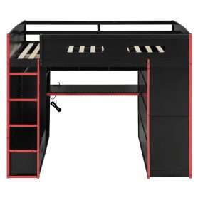 Full Size Wood Loft Bed with Desk,Wardrobe,Ample Storage Space,and RGB Light 38 Full Size Wood Loft Bed with Desk,Wardrobe,Ample Storage Space,and RGB Light