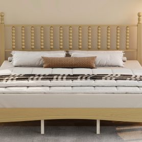 King Size Wood Platform Bed with Gourd Shaped Headboard