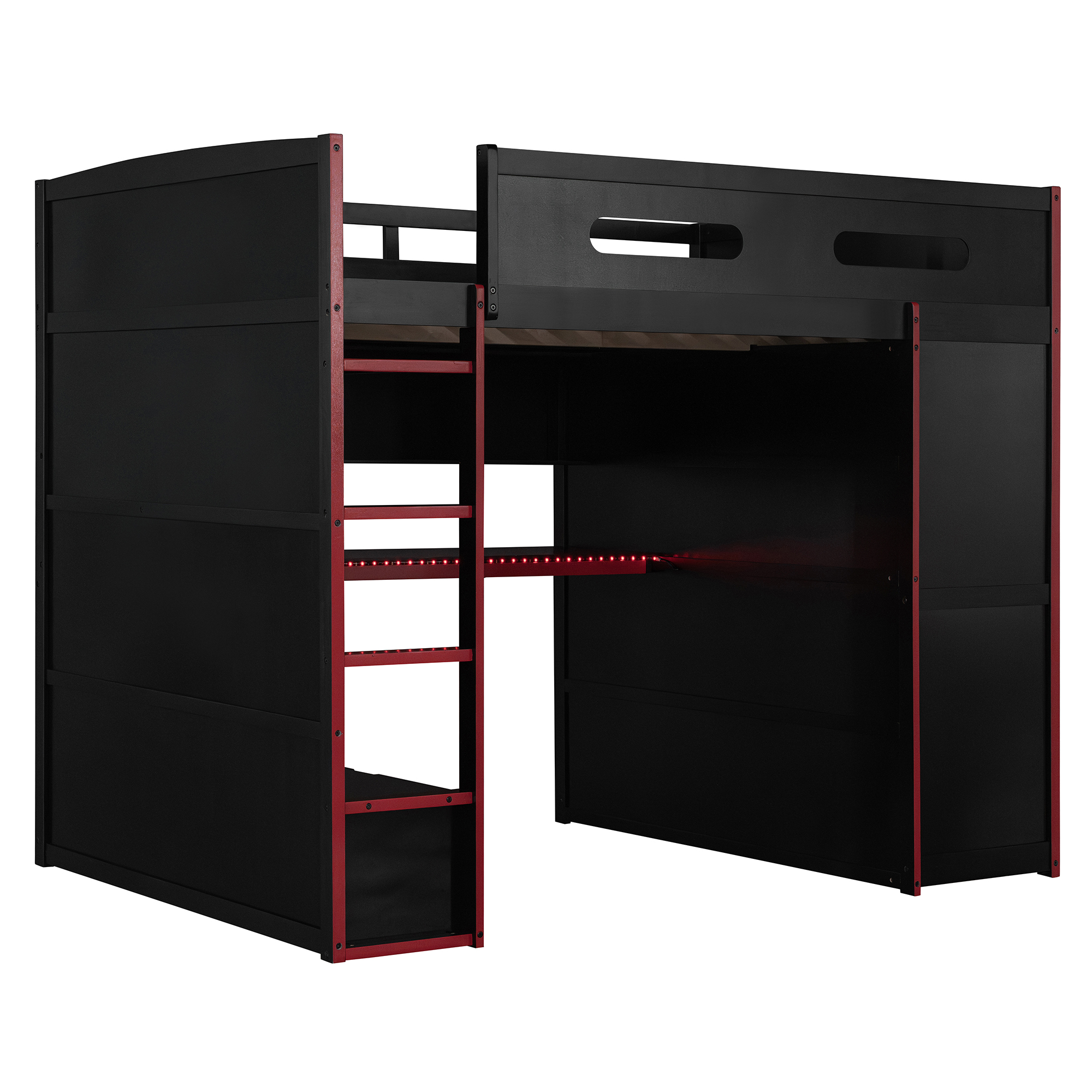 Full Size Wood Loft Bed with Desk,Wardrobe,Ample Storage Space,and RGB Light 10 Full Size Wood Loft Bed with Desk,Wardrobe,Ample Storage Space,and RGB Light