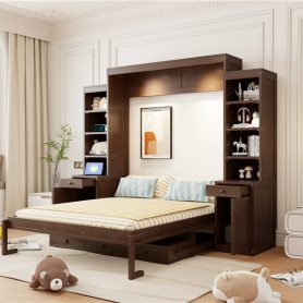 Queen Size Murphy Bed with Desk, Storage and Cabinets