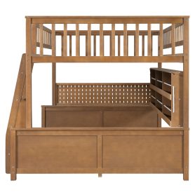 Full XL over Queen Bunk Bed with Integrated Shelving, Color-Changing Lights and Pegboard