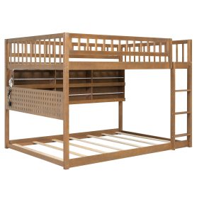 Full Over Full Bunk Bed With Integrated Shelving, Color-changing Lights And Pegboard