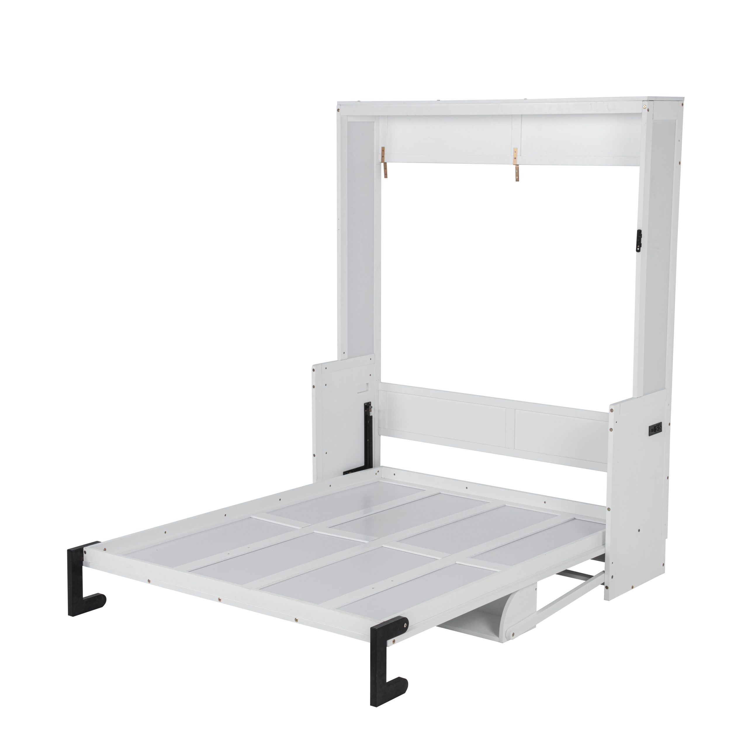 Queen Size Wood Vertical Murphy Bed With Desk, Gas Struts 17 Queen Size Wood Vertical Murphy Bed With Desk, Gas Struts