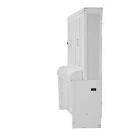 Queen Size Wood Vertical Murphy Bed With Desk, Gas Struts 42 Queen Size Wood Vertical Murphy Bed With Desk, Gas Struts