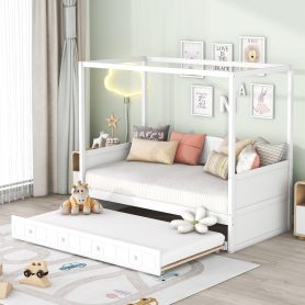 Twin Size Canopy Daybed With Twin Size Trundle