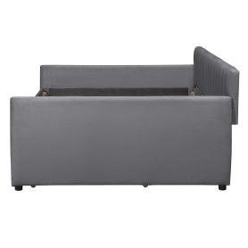 Upholstered Full Size Daybed with Trundle and Slat Support