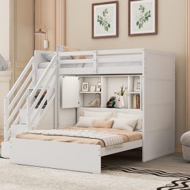 Twin Over Full Bunk Bed With Storage Stairs, Wardrobe, USB And Light 42 Twin Over Full Bunk Bed With Storage Stairs, Wardrobe, USB And Light