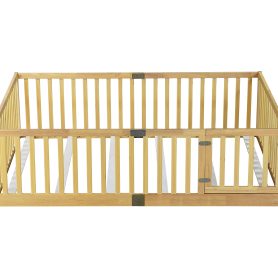 Full Size Floor Bed With High Fence Railings