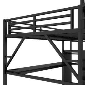 Metal Queen Size Loft Bed With Desk, Charging Station, Stairs And Light 38 Metal Queen Size Loft Bed With Desk, Charging Station, Stairs And Light