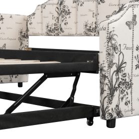 Twin Size Upholstered Daybed with Pop-Up Trundle & USB Charging Ports 46 Twin Size Upholstered Daybed with Pop-Up Trundle & USB Charging Ports