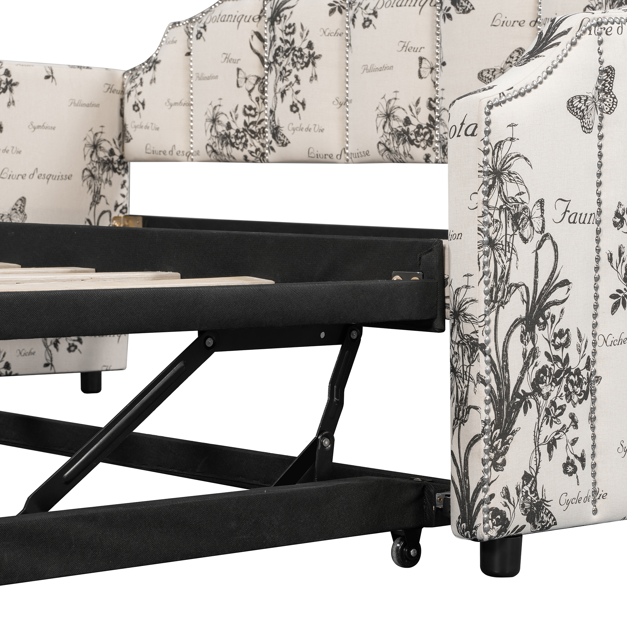 Twin Size Upholstered Daybed with Pop-Up Trundle & USB Charging Ports 20 Twin Size Upholstered Daybed with Pop-Up Trundle & USB Charging Ports