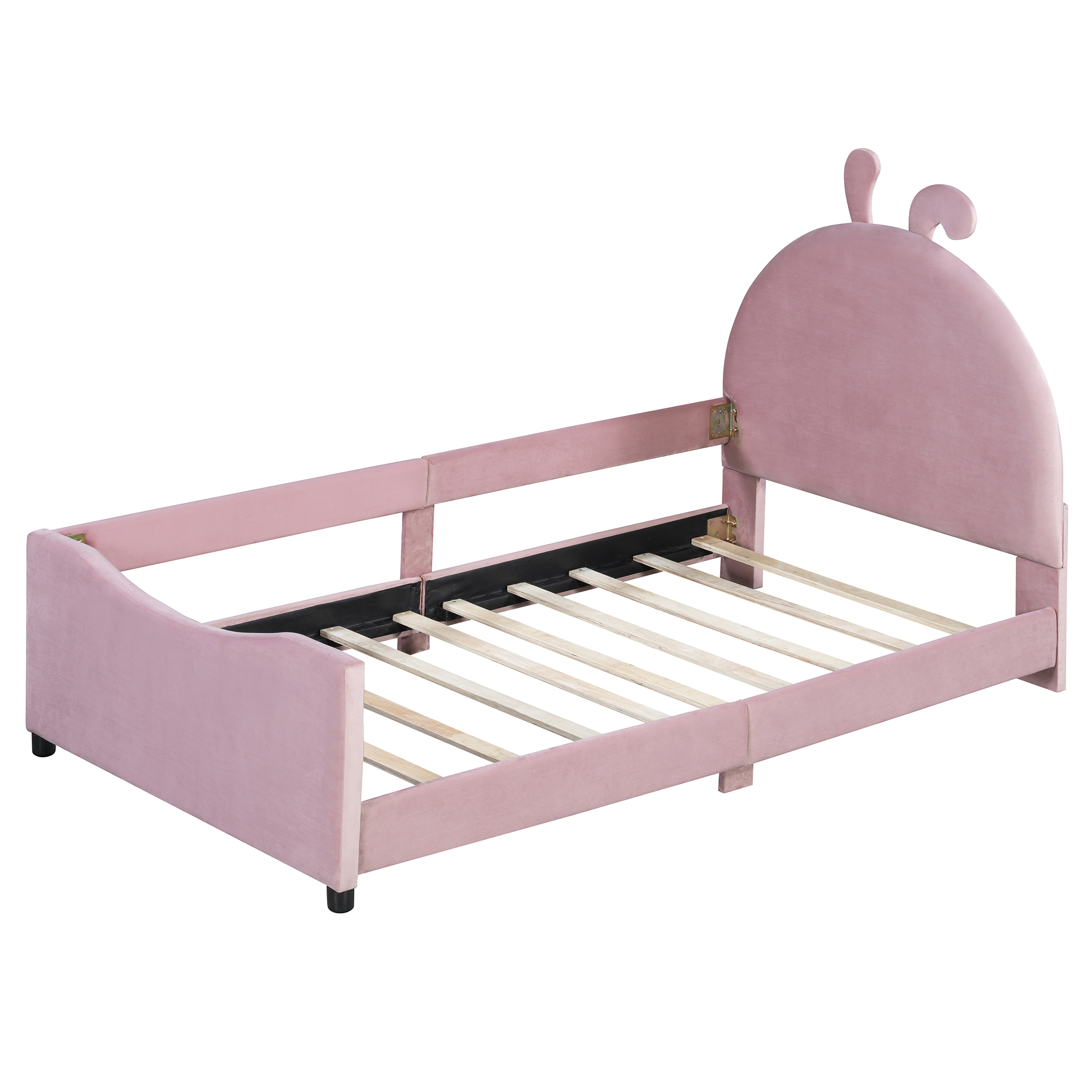 Twin Size Upholstered Daybed with Rabbit Ear Shaped Headboard 9 Twin Size Upholstered Daybed with Rabbit Ear Shaped Headboard