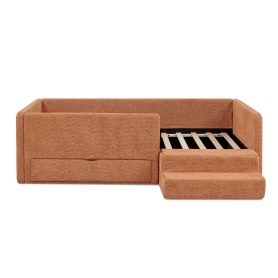 Safe Cozy Multi-Functional Kids Bed with Guardrails and Storage