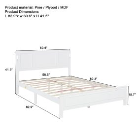 Queen Size Bed with Tall-Panel Headboard & Footboard, Built-in LED Lights, USB Charging Station