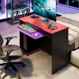 Twin Size Wood Daybed with Twin Size Trundle, Desk, LED light and USB