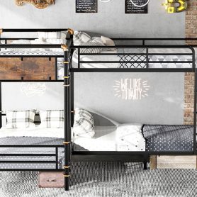 Quad Bunk Bed For 4 Kids, Heavy Duty Metal Twin Bunk Bed Frame 32 Quad Bunk Bed For 4 Kids, Heavy Duty Metal Twin Bunk Bed Frame