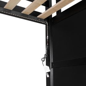 Full Size Wooden Gaming Loft Bed with Storage Shelves, Desk, USB & Power Outlet, and LED Light