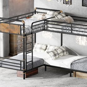 Quad Bunk Bed For 4 Kids, Heavy Duty Metal Twin Bunk Bed Frame 39 Quad Bunk Bed For 4 Kids, Heavy Duty Metal Twin Bunk Bed Frame