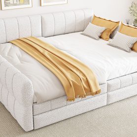 Queen Size Upholstered Platform Bed with USB and 2 Drawers