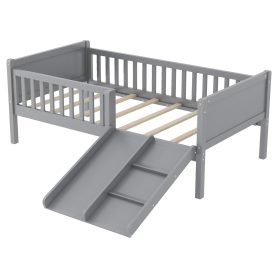 Twin Size Low Loft Bed with Slide, Movable Bookshelf Storage, Guardrails 31 Twin Size Low Loft Bed with Slide, Movable Bookshelf Storage, Guardrails