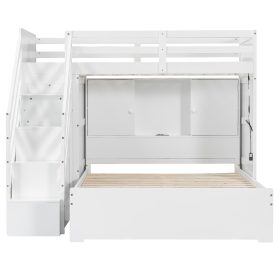 Twin Over Full Bunk Bed With Storage Stairs, Wardrobe, USB And Light 27 Twin Over Full Bunk Bed With Storage Stairs, Wardrobe, USB And Light