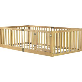 Twin Size Floor Bed with High Fence Railings