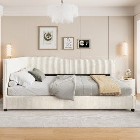 Full Size L-Shaped Corduroy Daybed