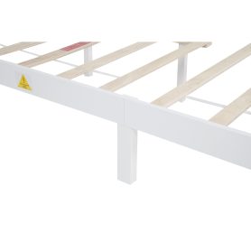 Queen Size Bed with Tall-Panel Headboard & Footboard, Built-in LED Lights, USB Charging Station