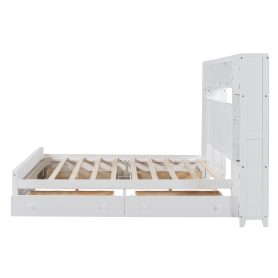 Wooden Queen Size Platform Bed With All-in-One Cabinet, Shelf and Sockets 27 Wooden Queen Size Platform Bed With All-in-One Cabinet, Shelf and Sockets