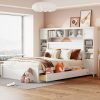 Wooden Queen Size Platform Bed With All-in-One Cabinet, Shelf and Sockets 1 Wooden Queen Size Platform Bed With All-in-One Cabinet, Shelf and Sockets
