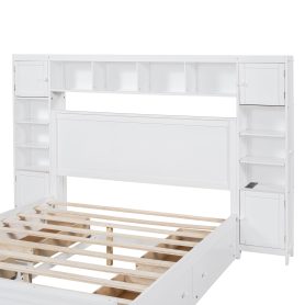 Wooden Queen Size Platform Bed With All-in-One Cabinet, Shelf and Sockets 35 Wooden Queen Size Platform Bed With All-in-One Cabinet, Shelf and Sockets