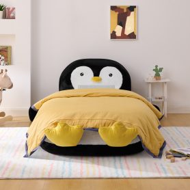 Twin Size Fluffy Faux Fur Penguin Shaped Bed