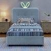 Twin Size Kids Upholstered Bed With Oversized Rabbit Ear Headboard, Music Sync, LED Light & 4 Storage Drawers 1 Twin Size Kids Upholstered Bed With Oversized Rabbit Ear Headboard, Music Sync, LED Light & 4 Storage Drawers