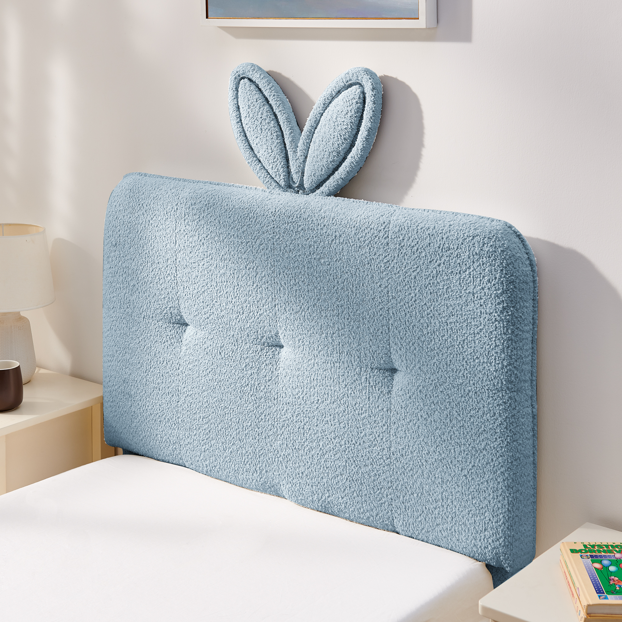 Twin Size Kids Upholstered Bed With Oversized Rabbit Ear Headboard, Music Sync, LED Light & 4 Storage Drawers 13 Twin Size Kids Upholstered Bed With Oversized Rabbit Ear Headboard, Music Sync, LED Light & 4 Storage Drawers