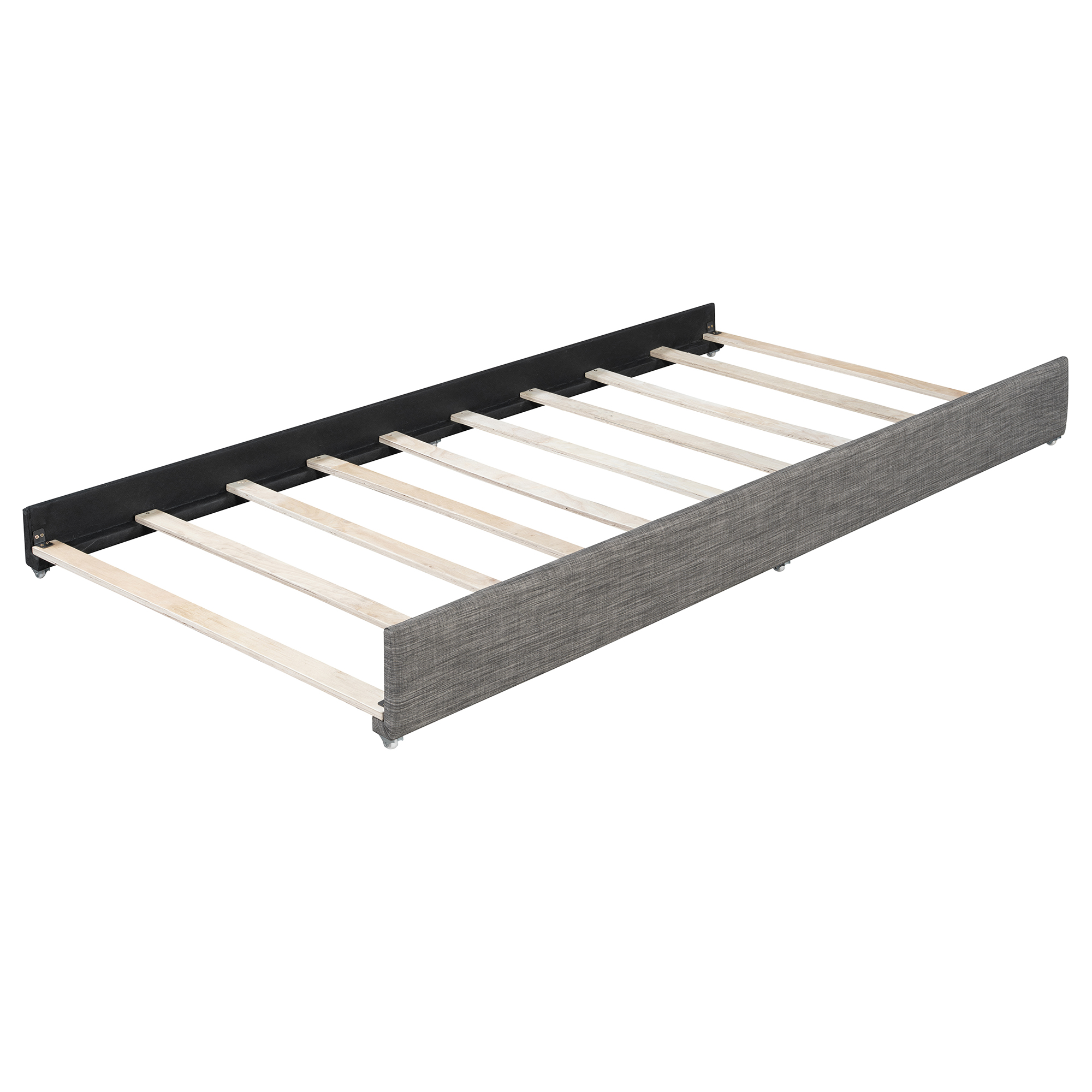 Queen Size Upholstered Platform Bed with Brick Pattern Headboard and Twin XL Size Trundle 11 Queen Size Upholstered Platform Bed with Brick Pattern Headboard and Twin XL Size Trundle